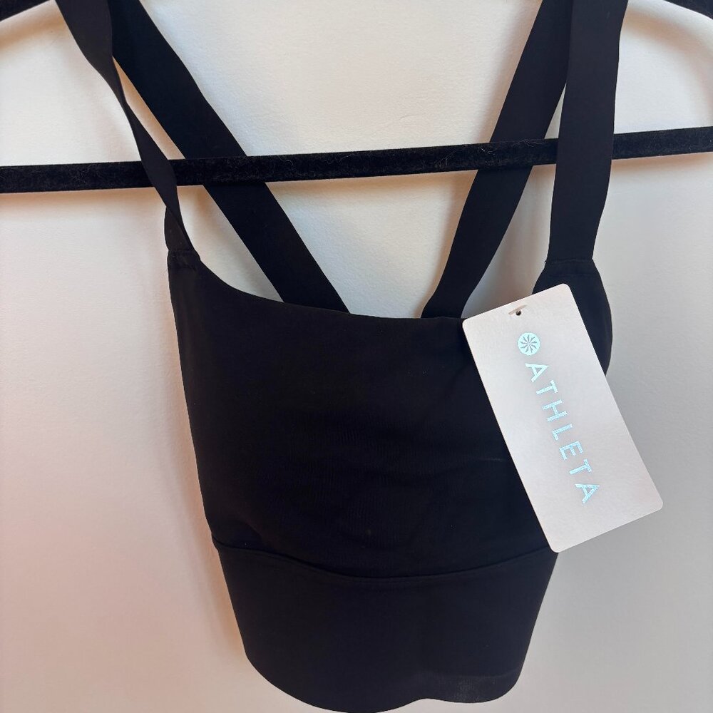 NWT Athelta Warrior Longline Sports Bra in Black, XXS